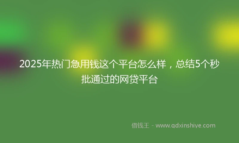 2025年热门急用钱这个平台怎么样，总结5个秒批通过的网贷平台