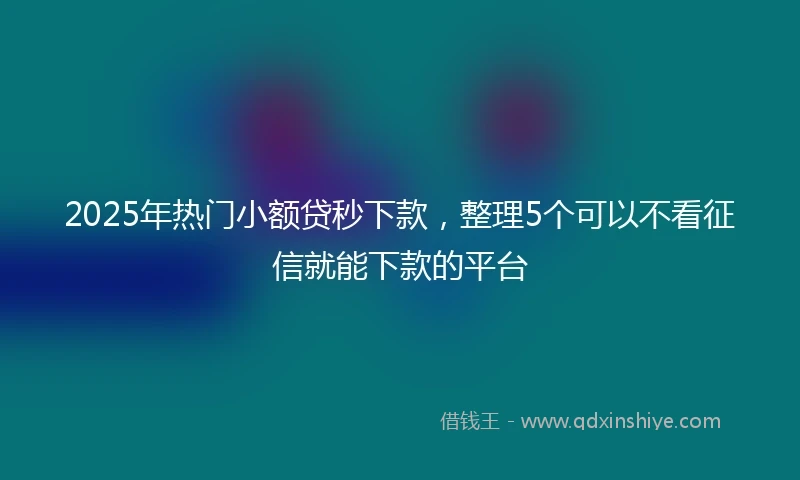 2025年热门小额贷秒下款，整理5个可以不看征信就能下款的平台
