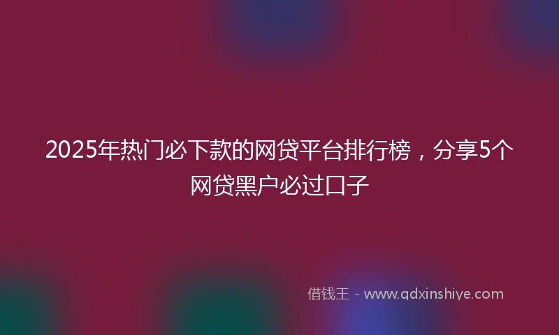 2025年热门必下款的网贷平台排行榜，分享5个网贷黑户必过口子