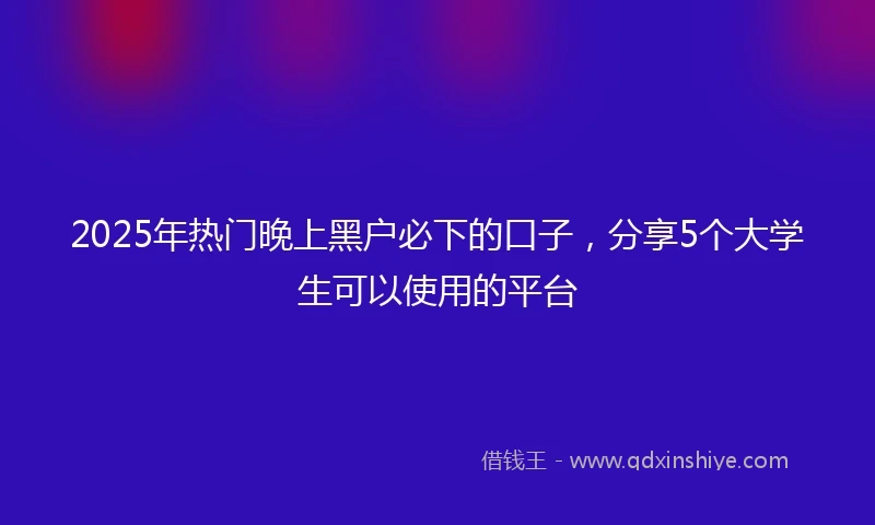 2025年热门晚上黑户必下的口子，分享5个大学生可以使用的平台