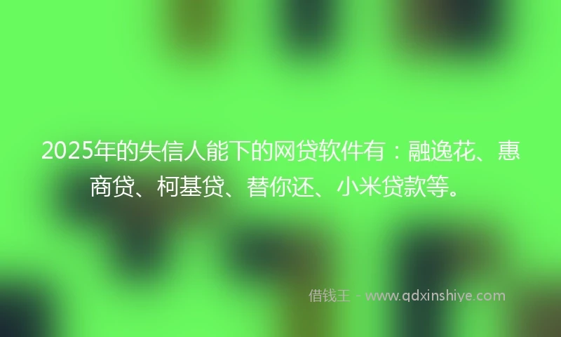 2025年的失信人能下的网贷软件有：融逸花、惠商贷、柯基贷、替你还、小米贷款等。