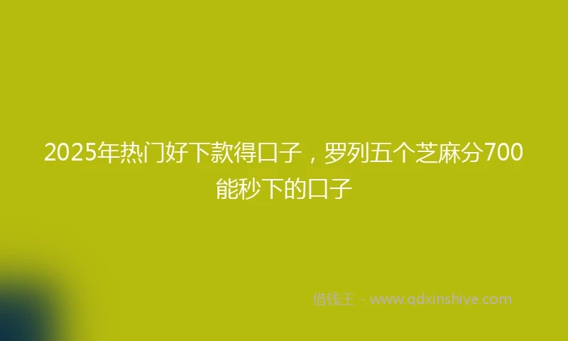 2025年热门好下款得口子，罗列五个芝麻分700能秒下的口子