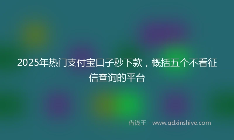 2025年热门支付宝口子秒下款，概括五个不看征信查询的平台