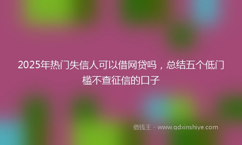 2025年热门失信人可以借网贷吗，总结五个低门槛不查征信的口子