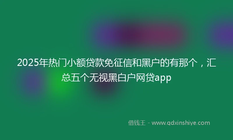 2025年热门小额贷款免征信和黑户的有那个，汇总五个无视黑白户网贷app
