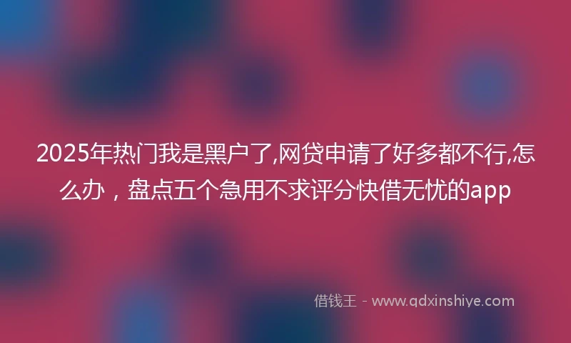 2025年热门我是黑户了,网贷申请了好多都不行,怎么办，盘点五个急用不求评分快借无忧的app
