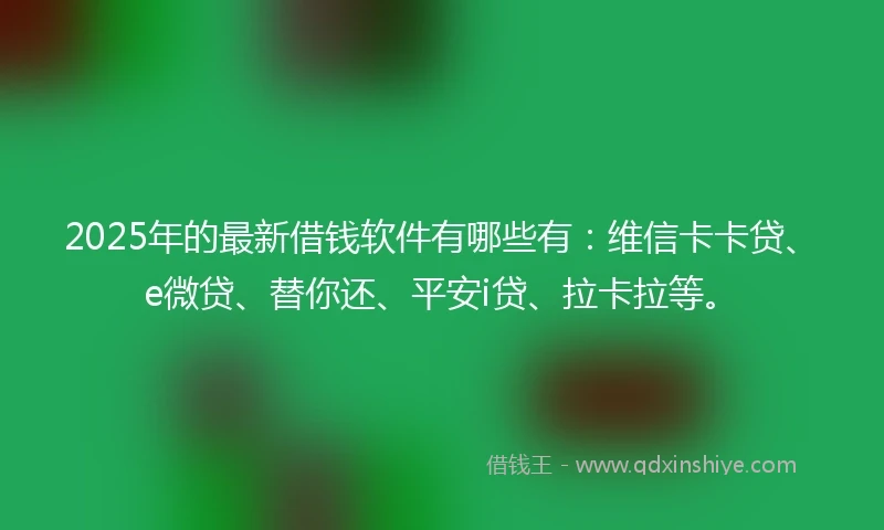 2025年的最新借钱软件有哪些有：维信卡卡贷、e微贷、替你还、平安i贷、拉卡拉等。