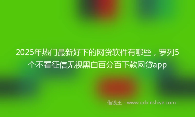 2025年热门最新好下的网贷软件有哪些，罗列5个不看征信无视黑白百分百下款网贷app