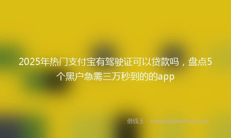 2025年热门支付宝有驾驶证可以贷款吗，盘点5个黑户急需三万秒到的的app