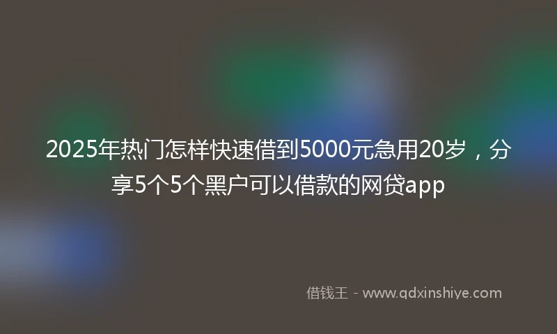 2025年热门怎样快速借到5000元急用20岁，分享5个5个黑户可以借款的网贷app