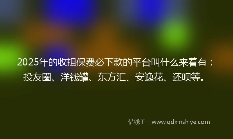 2025年的收担保费必下款的平台叫什么来着有：投友圈、洋钱罐、东方汇、安逸花、还呗等。