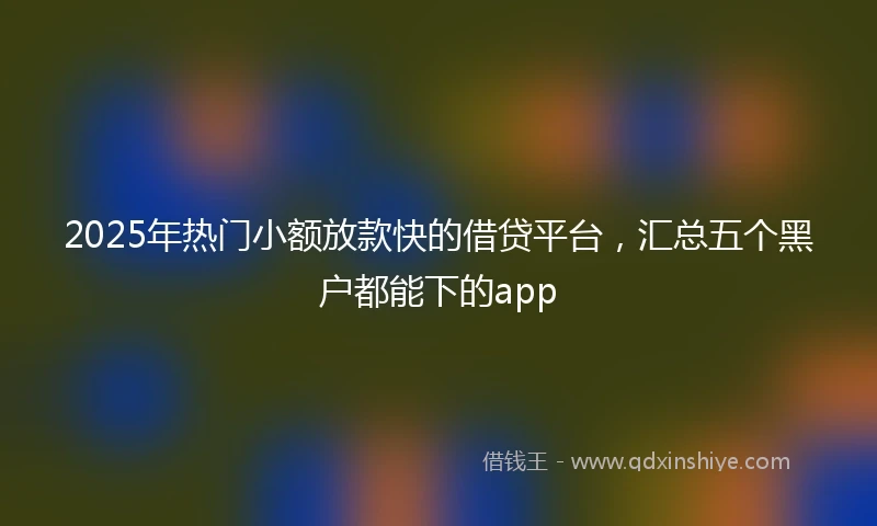 2025年热门小额放款快的借贷平台，汇总五个黑户都能下的app