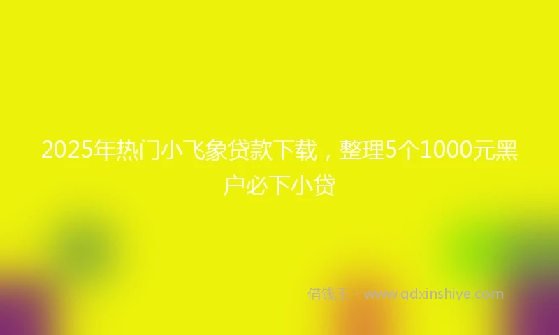 2025年热门小飞象贷款下载，整理5个1000元黑户必下小贷