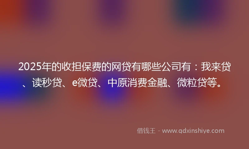 2025年的收担保费的网贷有哪些公司有：我来贷、读秒贷、e微贷、中原消费金融、微粒贷等。