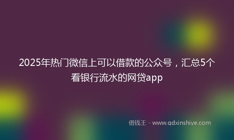 2025年热门微信上可以借款的公众号，汇总5个看银行流水的网贷app