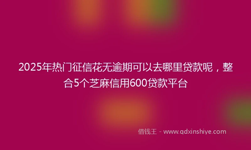 2025年热门征信花无逾期可以去哪里贷款呢，整合5个芝麻信用600贷款平台