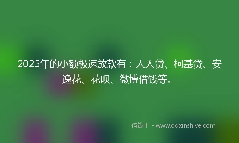 2025年的小额极速放款有：人人贷、柯基贷、安逸花、花呗、微博借钱等。