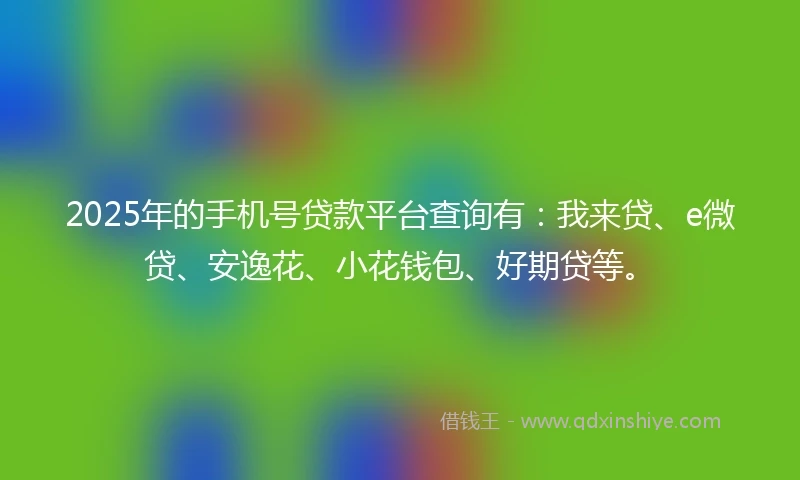 2025年的手机号贷款平台查询有：我来贷、e微贷、安逸花、小花钱包、好期贷等。