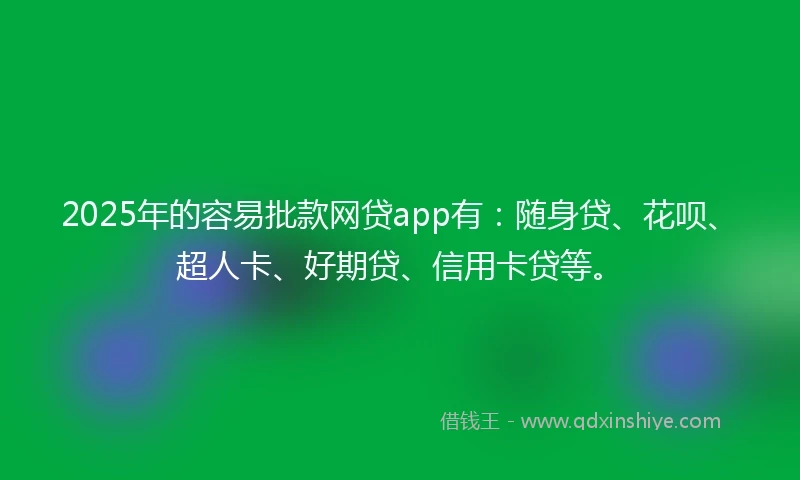 2025年的容易批款网贷app有：随身贷、花呗、超人卡、好期贷、信用卡贷等。