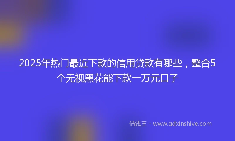 2025年热门最近下款的信用贷款有哪些，整合5个无视黑花能下款一万元口子