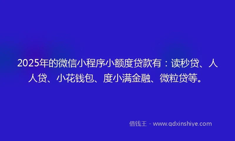 2025年的微信小程序小额度贷款有：读秒贷、人人贷、小花钱包、度小满金融、微粒贷等。