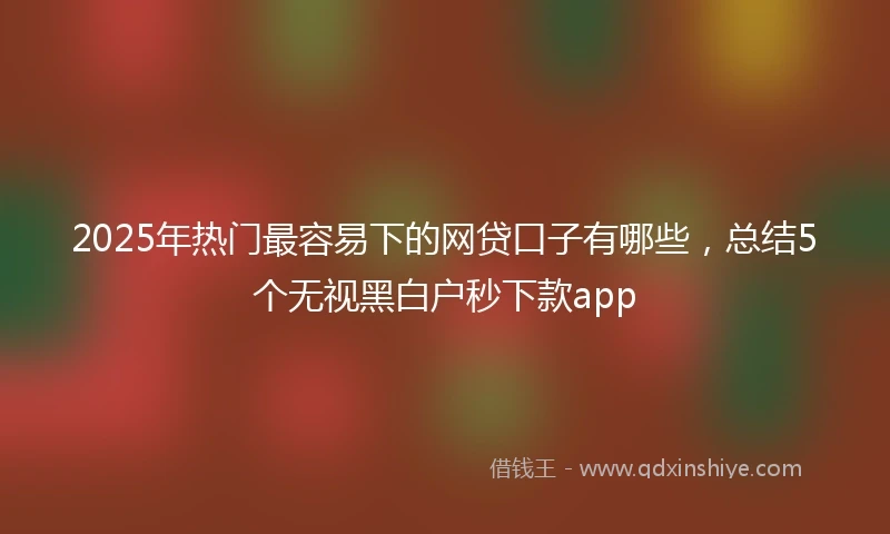 2025年热门最容易下的网贷口子有哪些，总结5个无视黑白户秒下款app