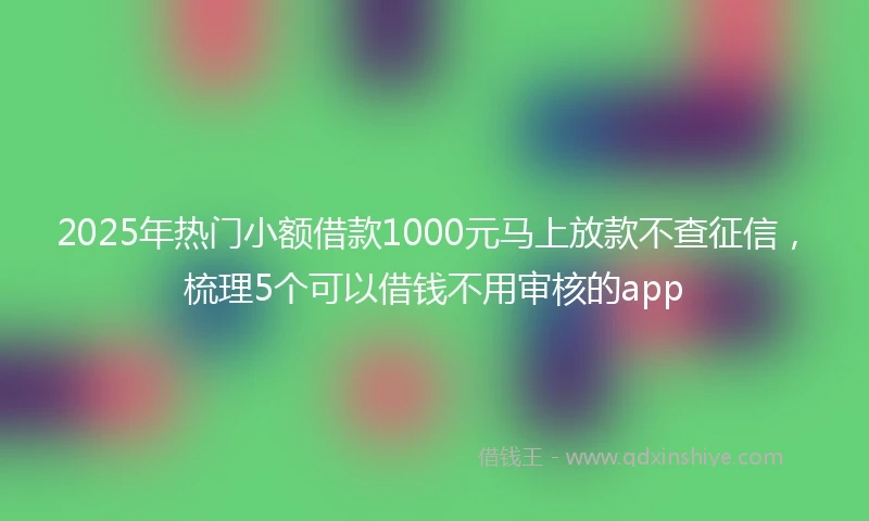 2025年热门小额借款1000元马上放款不查征信，梳理5个可以借钱不用审核的app
