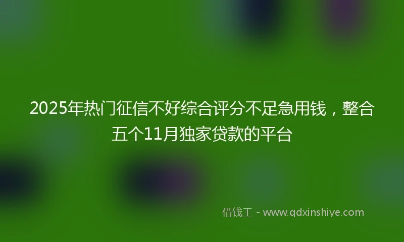 2025年热门征信不好综合评分不足急用钱，整合五个11月独家贷款的平台