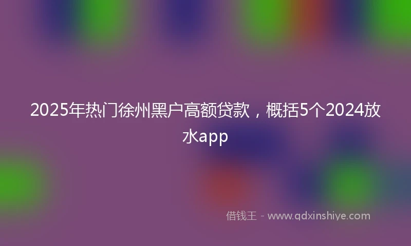 2025年热门徐州黑户高额贷款，概括5个2024放水app