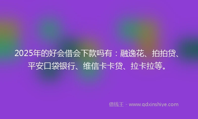 2025年的好会借会下款吗有：融逸花、拍拍贷、平安口袋银行、维信卡卡贷、拉卡拉等。