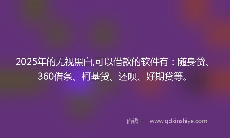 2025年的无视黑白,可以借款的软件有：随身贷、360借条、柯基贷、还呗、好期贷等。