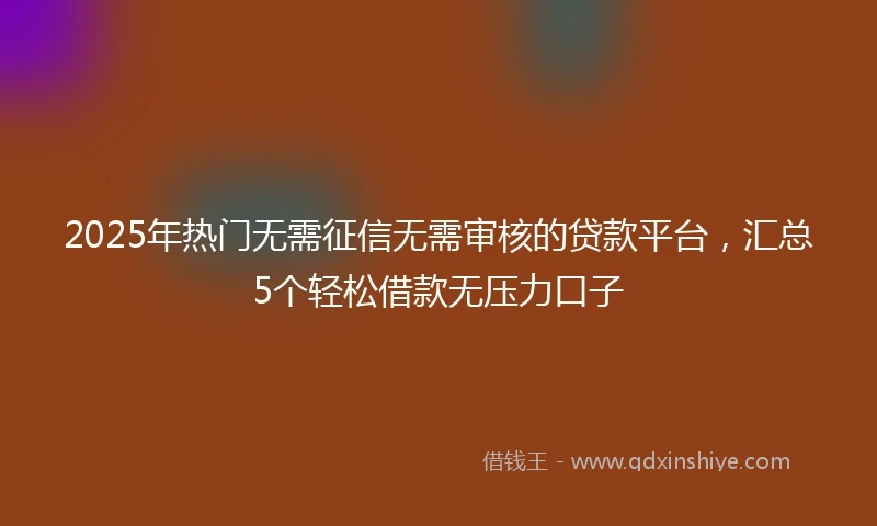 2025年热门无需征信无需审核的贷款平台，汇总5个轻松借款无压力口子
