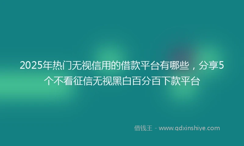 2025年热门无视信用的借款平台有哪些，分享5个不看征信无视黑白百分百下款平台