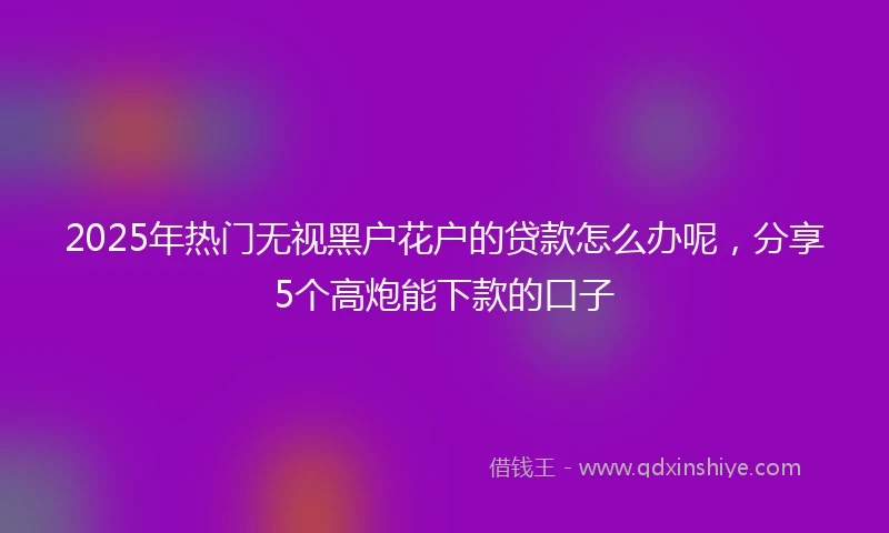 2025年热门无视黑户花户的贷款怎么办呢，分享5个高炮能下款的口子
