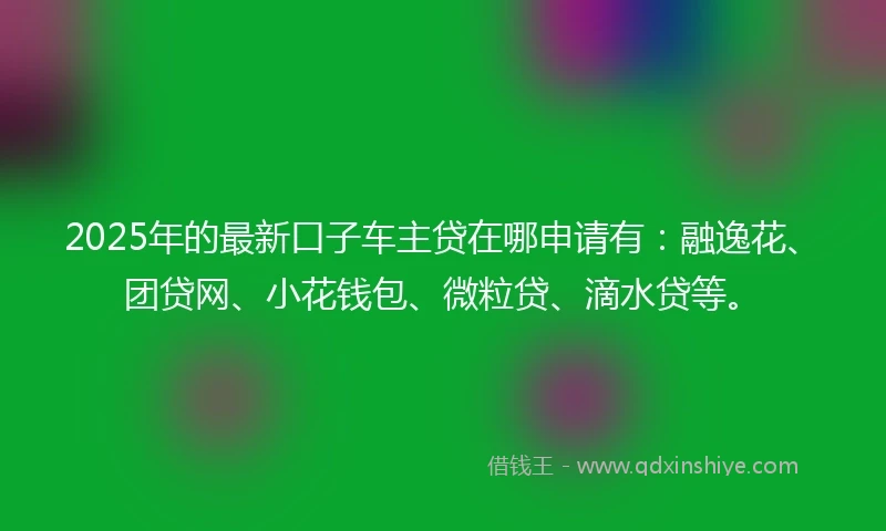 2025年的最新口子车主贷在哪申请有：融逸花、团贷网、小花钱包、微粒贷、滴水贷等。