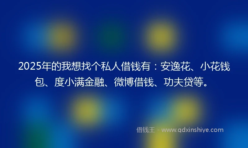 2025年的我想找个私人借钱有：安逸花、小花钱包、度小满金融、微博借钱、功夫贷等。