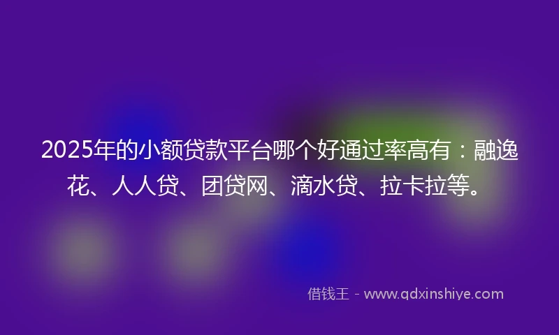 2025年的小额贷款平台哪个好通过率高有：融逸花、人人贷、团贷网、滴水贷、拉卡拉等。