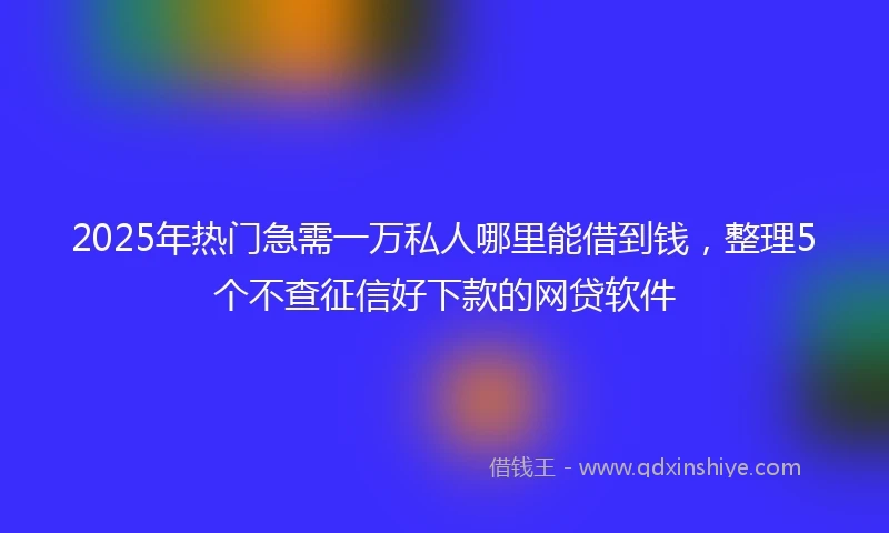 2025年热门急需一万私人哪里能借到钱，整理5个不查征信好下款的网贷软件