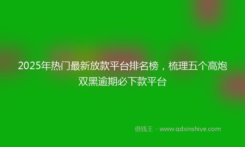 2025年热门最新放款平台排名榜，梳理五个高炮双黑逾期必下款平台