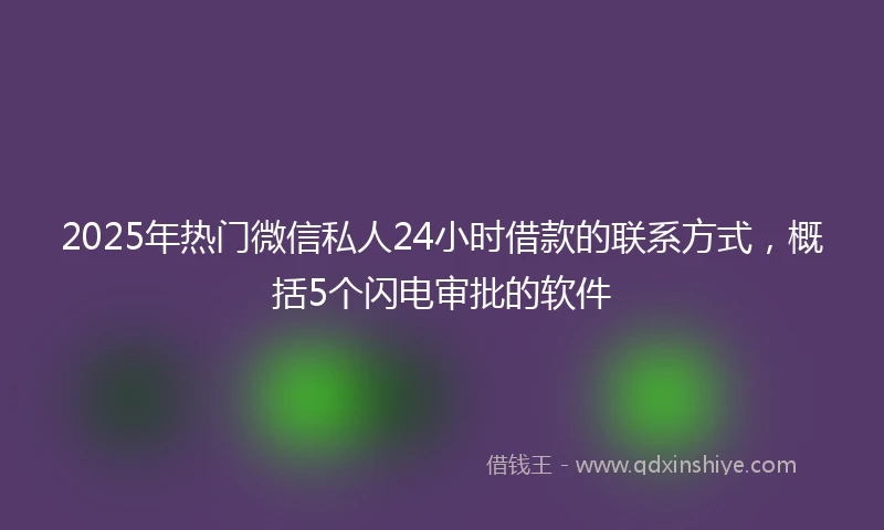 2025年热门微信私人24小时借款的联系方式，概括5个闪电审批的软件