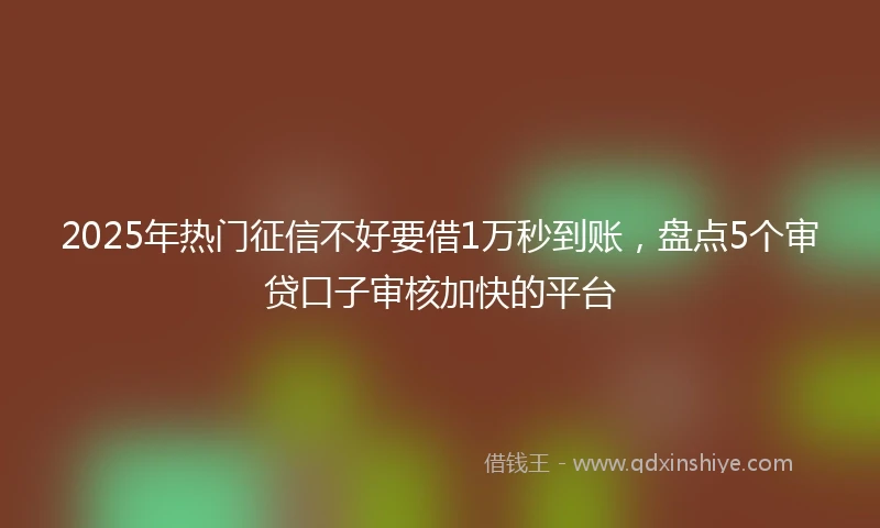 2025年热门征信不好要借1万秒到账，盘点5个审贷口子审核加快的平台