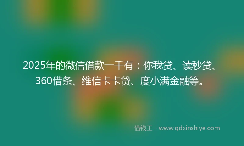 2025年的微信借款一千有：你我贷、读秒贷、360借条、维信卡卡贷、度小满金融等。