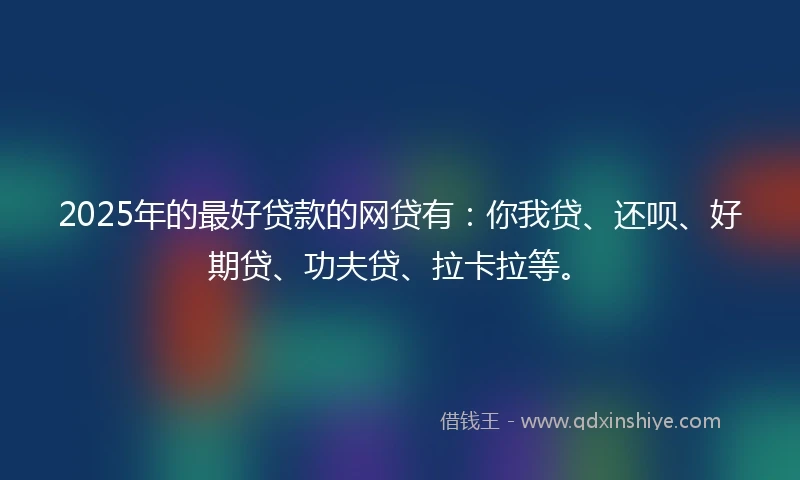 2025年的最好贷款的网贷有：你我贷、还呗、好期贷、功夫贷、拉卡拉等。