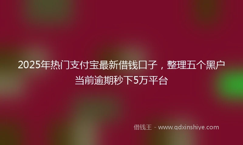 2025年热门支付宝最新借钱口子，整理五个黑户当前逾期秒下5万平台