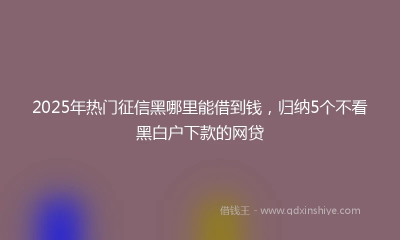 2025年热门征信黑哪里能借到钱，归纳5个不看黑白户下款的网贷
