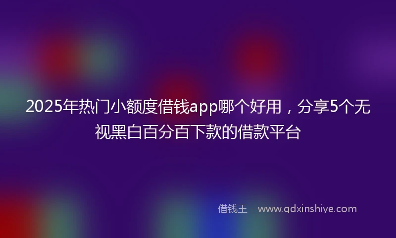 2025年热门小额度借钱app哪个好用，分享5个无视黑白百分百下款的借款平台