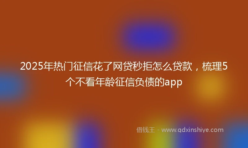 2025年热门征信花了网贷秒拒怎么贷款，梳理5个不看年龄征信负债的app