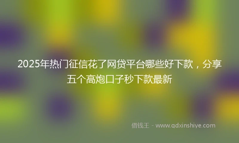 2025年热门征信花了网贷平台哪些好下款,分享五个高炮口子秒下款最新