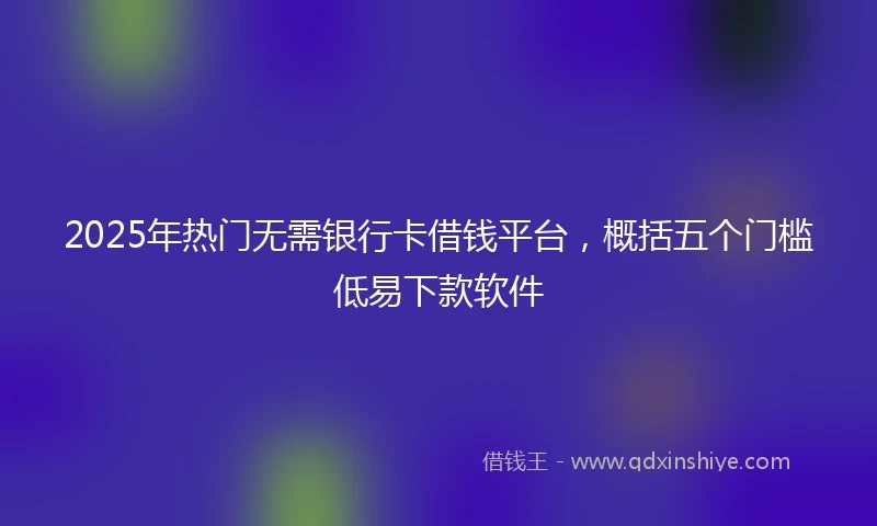 2025年热门无需银行卡借钱平台，概括五个门槛低易下款软件