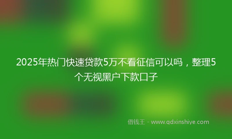 2025年热门快速贷款5万不看征信可以吗，整理5个无视黑户下款口子